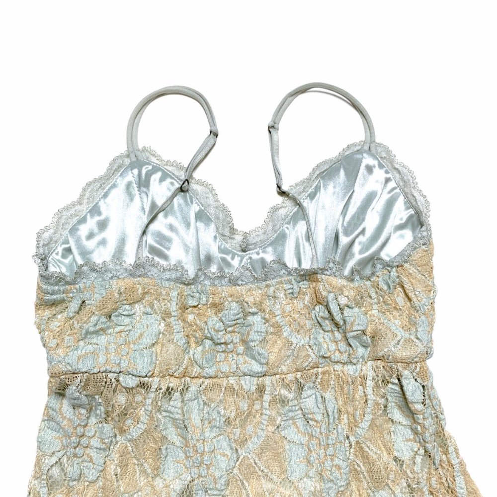 Vintage 90s tan blue lace fairy dress - Picture 8 of 10